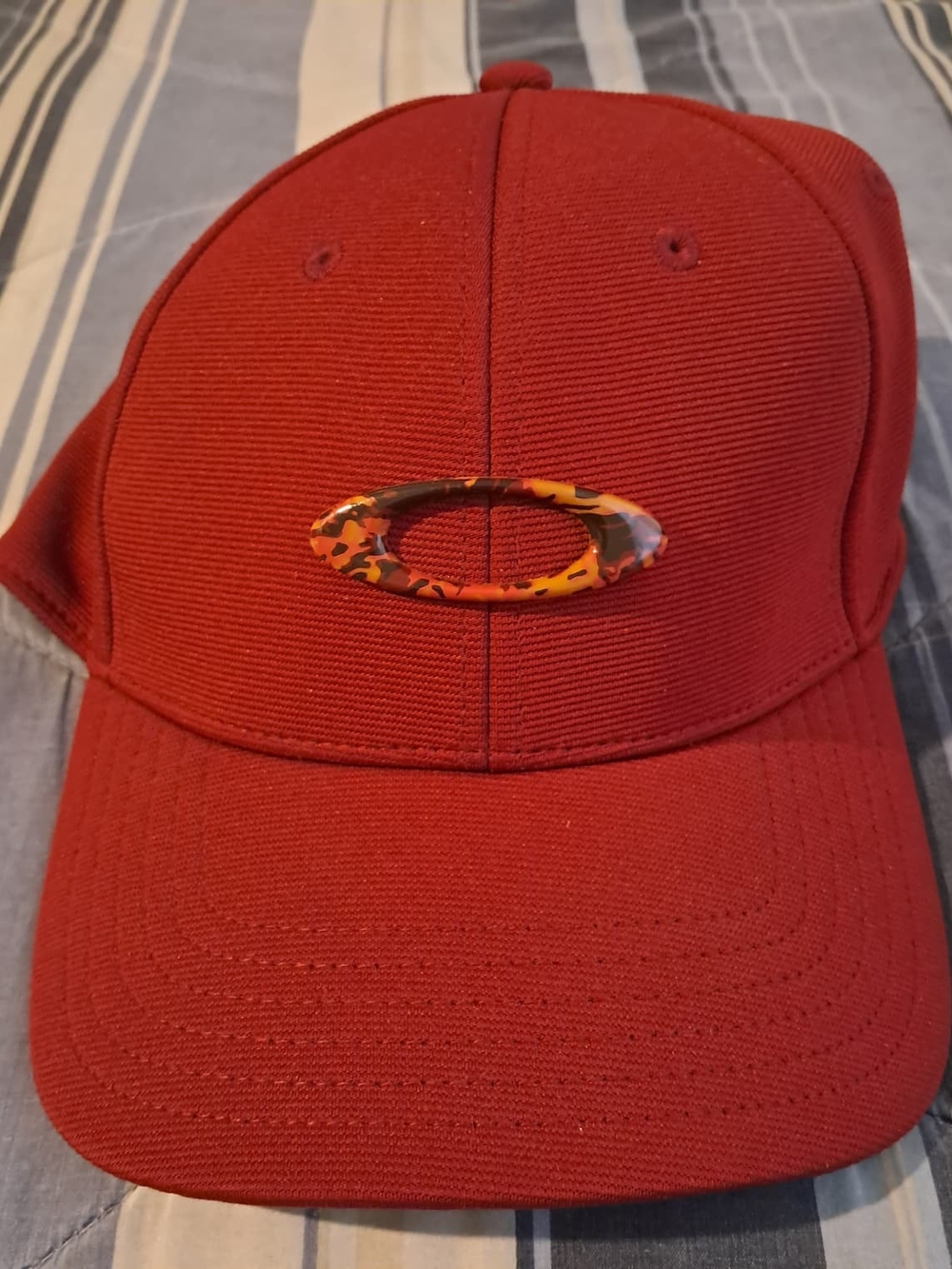 Oakley Red Cap with Orange Tortoise Oval Logo